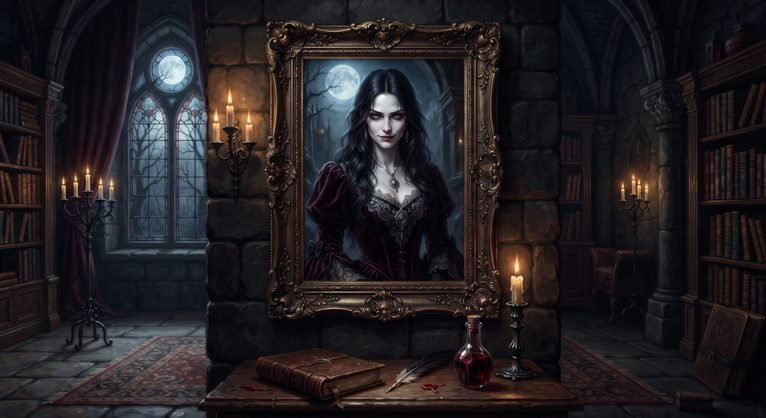 Jogo de romance sombrio com vampiro o retrato de Isabe